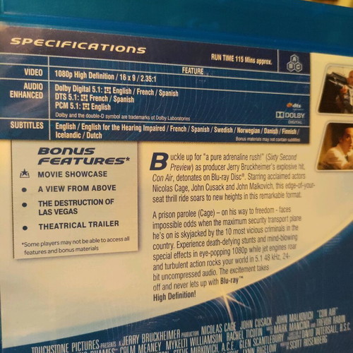 Con Air Blu-Ray like new with English subtitles