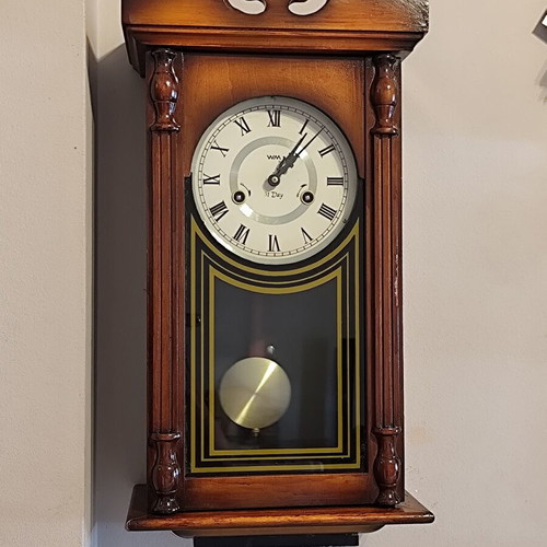 WM Widdop 31 Day Regulator Wooden Wall Clock like new