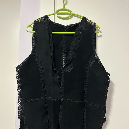 Black suede vest with boho details like new