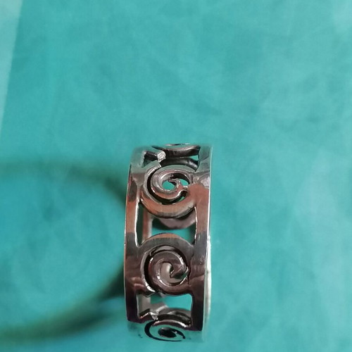 Silver 925 ring band with pierced spirals new no 59 (US 9)