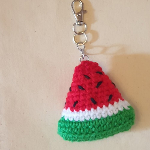 Watermelon Slice Handmade Crochet Keychain new, colorful