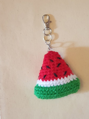 Watermelon Slice Handmade Crochet Keychain new, colorful