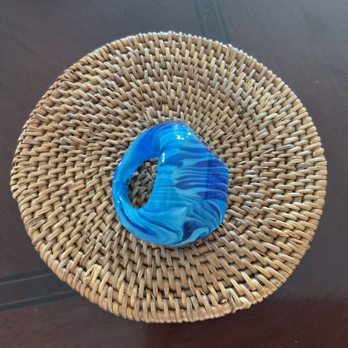 Murano ring new, handmade in blue shades