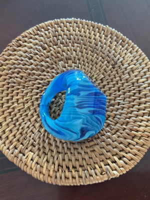 Murano ring new, handmade in blue shades