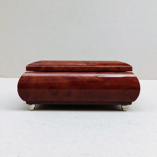 Music box wooden with silver front Japanese made Sankyo
