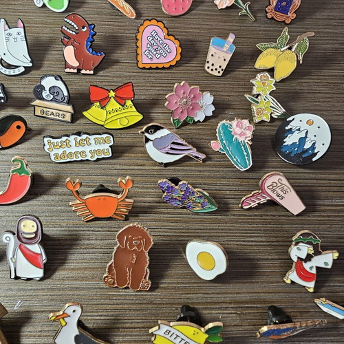 Pins with various colorful designs