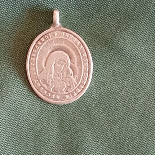 Silver medallion like new, antique with Saint Panteleimon and Virgin Mary