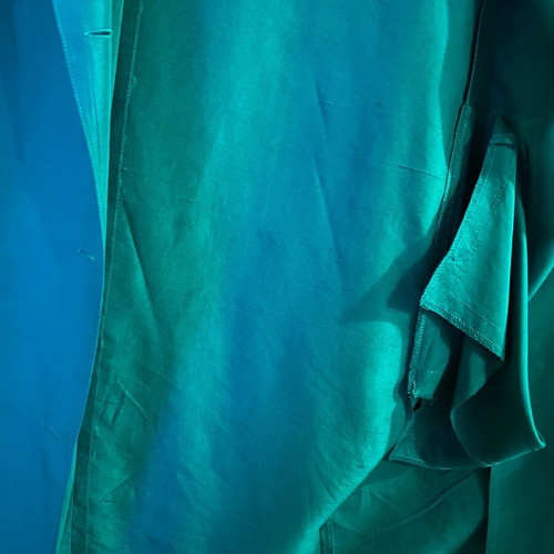 Ellen Tracy silk emerald coat refurbished, Medium/Large