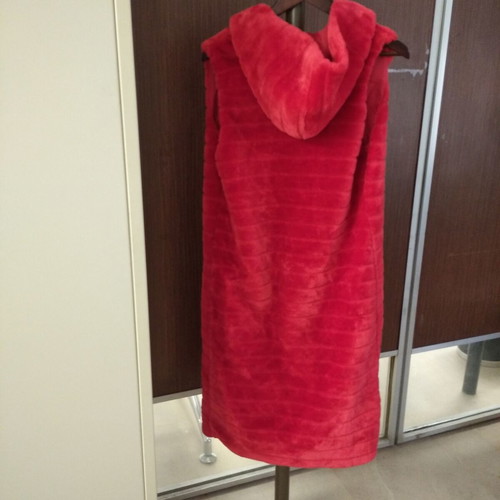 Velvet Long Red Vest like new with Hood