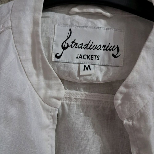 Crop jacket Stradivarius NoM linen type with 3/4 sleeve like new, white