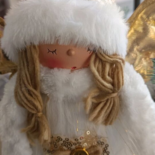 Fairy Angel table decoration with fur 58cm new