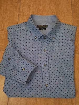 Americanino men's shirt slim fit, size XXL, like new, blue geometric pattern