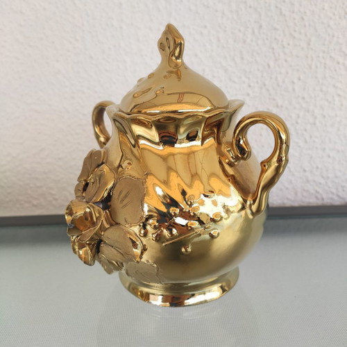 Porcelain tea set used, gilded, 5 pieces
