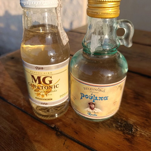 Miniature Tsikoudia Rouba and MG Gin Tonic sealed, new