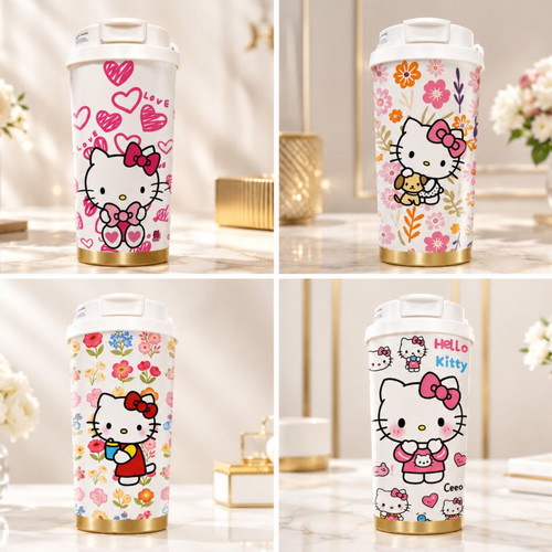 Hello Kitty stainless steel thermos with lid, premium design