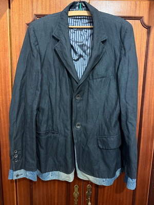 David Mayer Denim Style Blazer Jacket Size 50 Black Like New