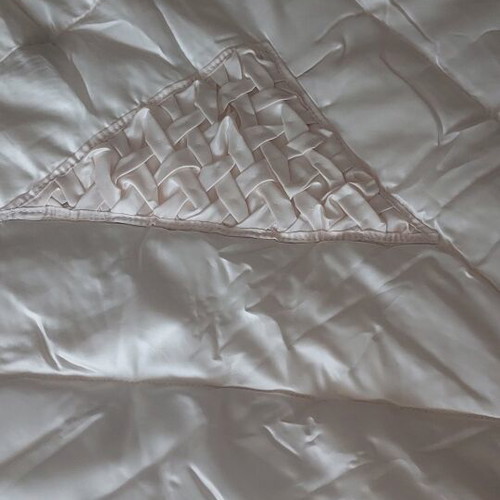 Satin bridal throw like new with large ruffle and exquisite design