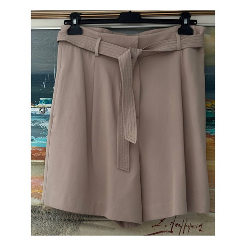 Massimo Dutti High-Waisted Fabric Bermuda Shorts Nude Medium Like New