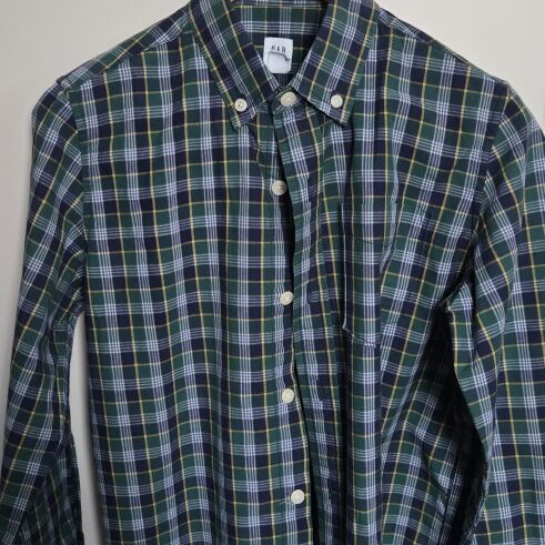 GAP Kids plaid shirt, green blue yellow, size M