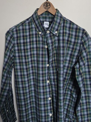 GAP Kids plaid shirt, green blue yellow, size M