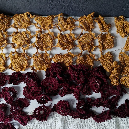 Vintage knitted crafts and embroidery used, assorted pieces