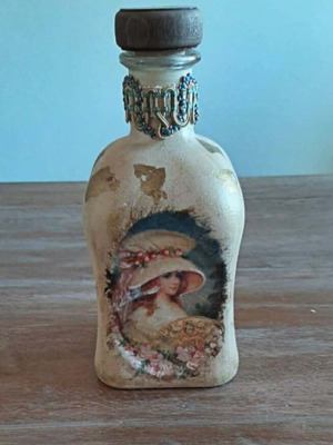 Handmade decorative bottle new with Decoupage technique