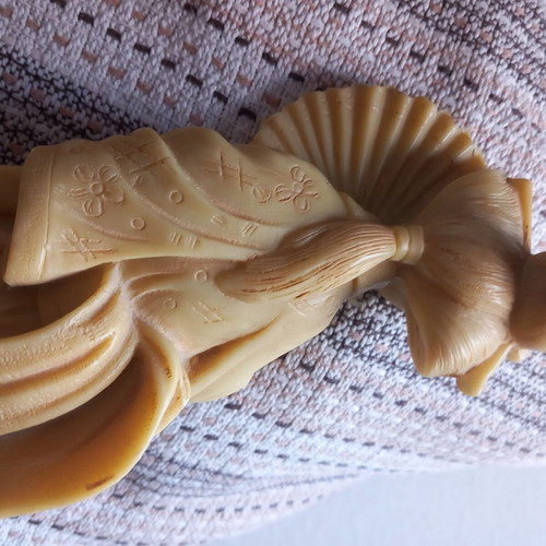 Samurai and Geisha vintage resin figurines in faux ivory