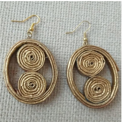 Large gold hoop earrings new handmade from recycled paper