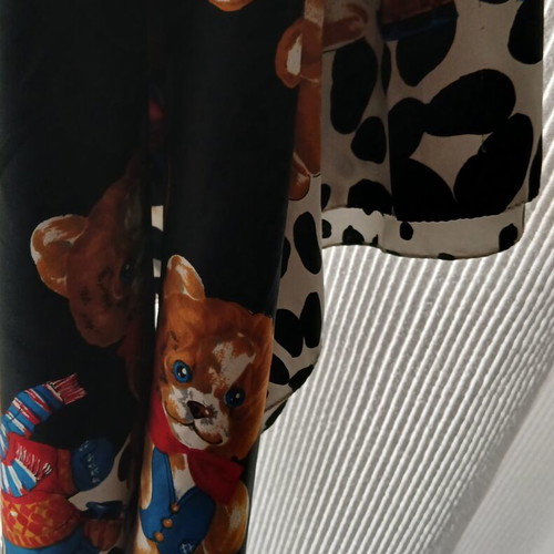 Vintage large scarf with teddy bears and animal print, new