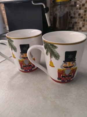 Mugs new, set of 2 with nutcracker design