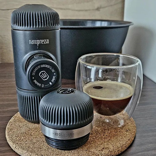 Wacaco Nanopresso Black portable espresso maker like new with 2 adapters
