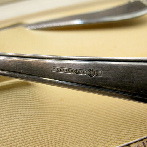 Wellner Silver Plated Serving Set Spoon and Fork like new in Original Box 1934-1945