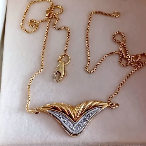 14K 585 gold pendant with white gold and zircon