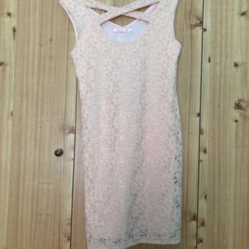 Mini dress used with lace, size L/XL, pink