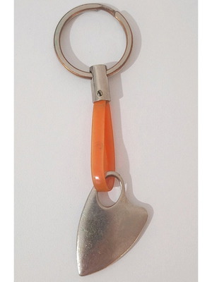 Keychain used with decorative orange and silver element