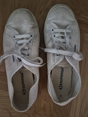 Superga white sneakers with laces, size 37