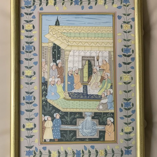 Persian silk screen printing vintage used artwork 35x24.5cm
