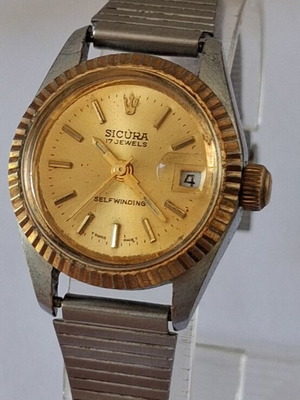 Sikura Ronda Matic automatic women's watch used, grey and beige