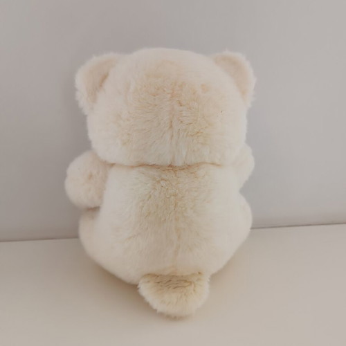 Plush teddy bear cream with brown details and bow