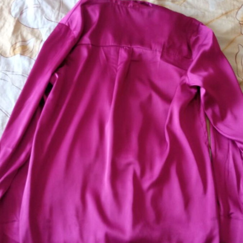 Satin shirt, deep purple-red color, size S