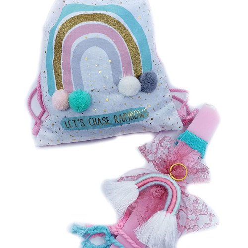 Scented candle set with rainbow backpack new
