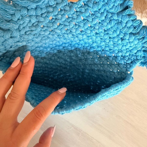 Handmade knitted handbag new, blue
