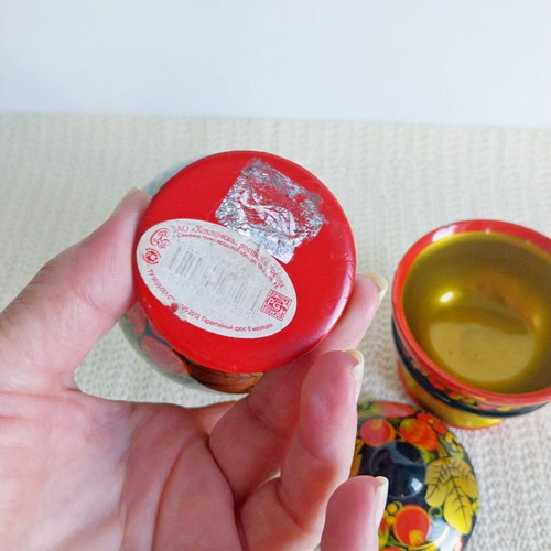 Vintage Russian Khokhloma wooden set like new, bowl and lidded box
