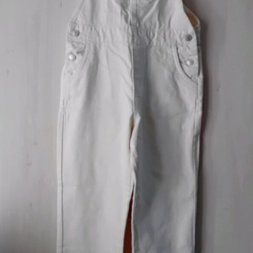 Mango girls' beige-white denim overalls new for 10 years old