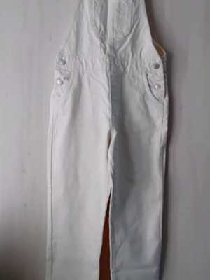 Mango girls' beige-white denim overalls new for 10 years old