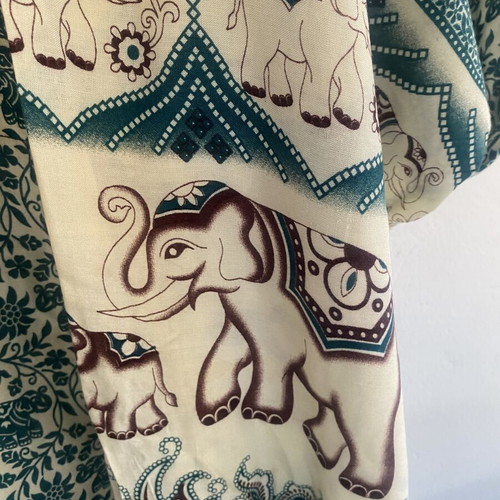 Salvari hippie shop rayon, like new, one size, white and green