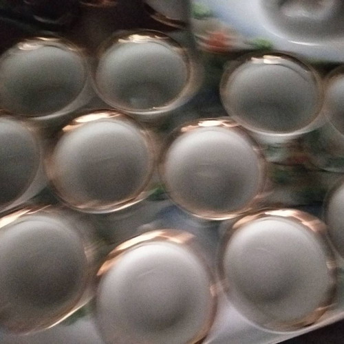 Japanese porcelain sake set used, 12 cups and carafe with tray