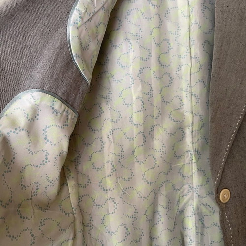 Linen jacket light gray with white stitching, like new