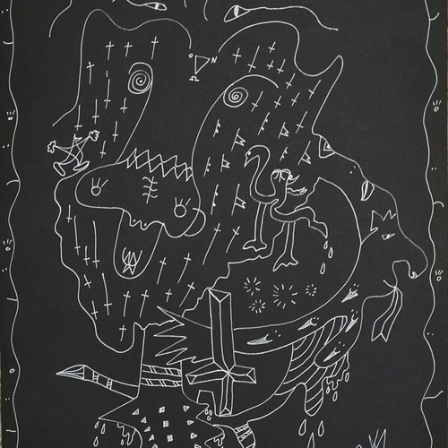 The Antichrist Original Artwork White Gel Pen on Black Paper