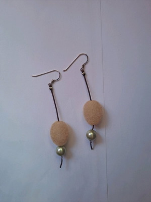 Handmade earrings like new, beige